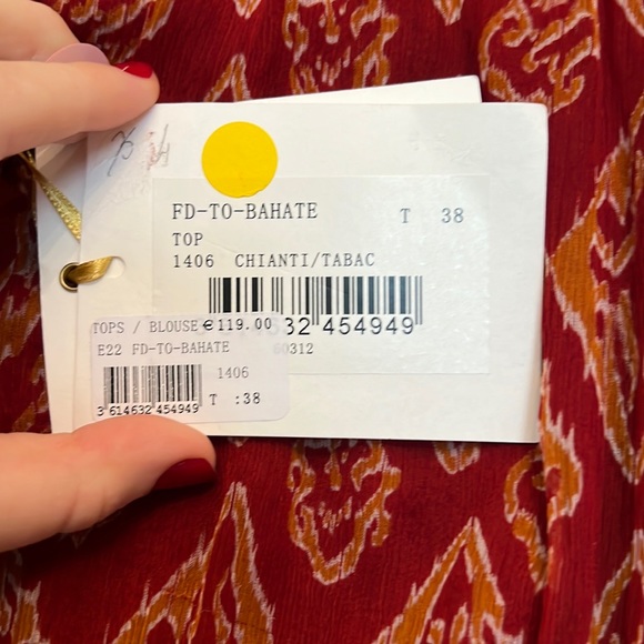 NWT red and orange flouncy top from French boutique - Picture 6 of 8